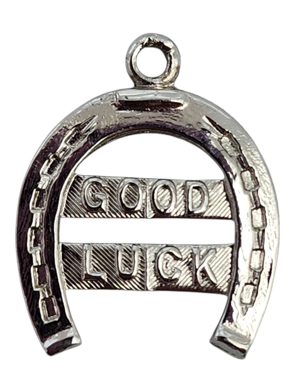 Sterling Silver Charm Pendant ~ Horseshoe Good Luck NICE RAISED DESIGN .75"